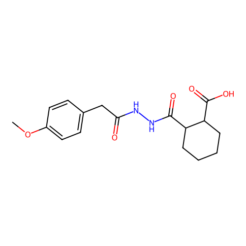 2-[[[2-(4-Methoxyphenyl)acetyl]amino]carbamoyl]cyclohexane-1-carboxylic acid structure