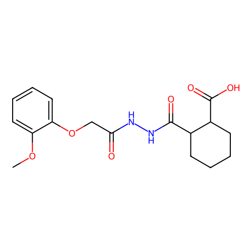 2-[[[2-(2-Methoxyphenoxy)acetyl]amino]carbamoyl]cyclohexane-1-carboxylic acid structure