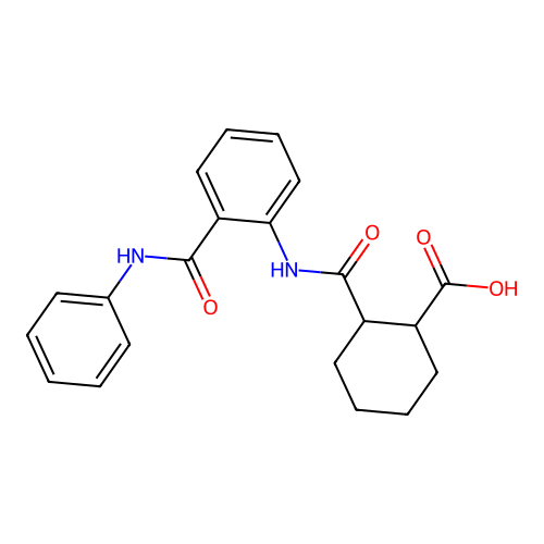 2-{[2-(Anilinocarbonyl)anilino]carbonyl}cyclohexanecarboxylic acid structure