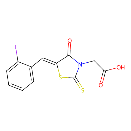 2-[5-[(2-iodophenyl)methylidene]-4-oxo-2-sulfanylidene-1,3-t structure
