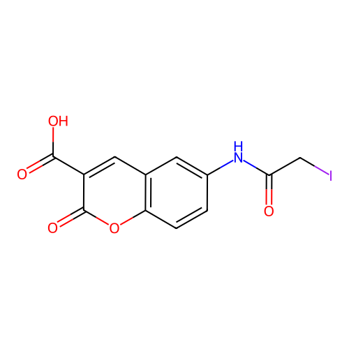 6-((Iodoacetyl)amino)-2-oxo-2H-chromene-3-carboxylic acid structure