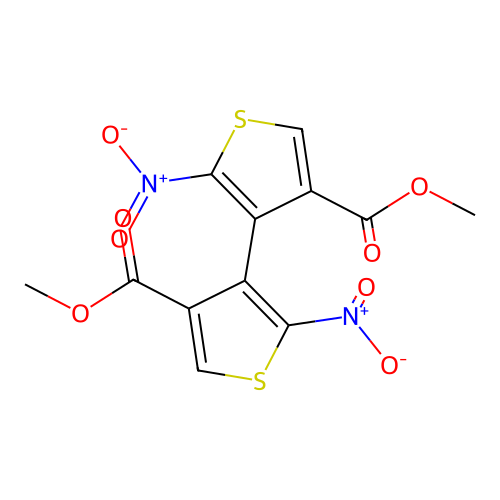 3,3'-Methoxycarbonyl-5,5'-nitro-4,4'-bithiophene structure