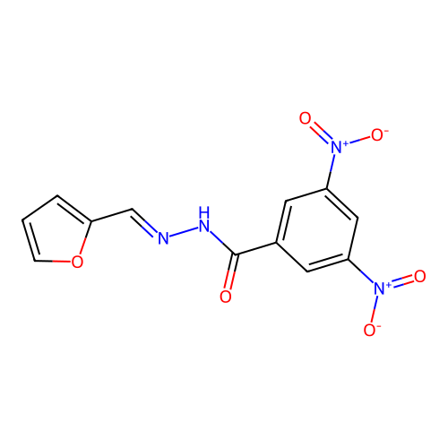 N-(2-furanylmethylideneamino)-3,5-dinitrobenzamide structure