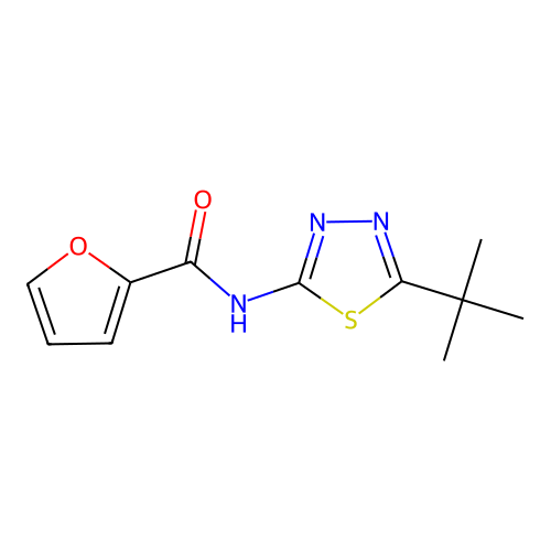 N-(5-tert-butyl-1,3,4-thiadiazol-2-yl)furan-2-carboxamide structure
