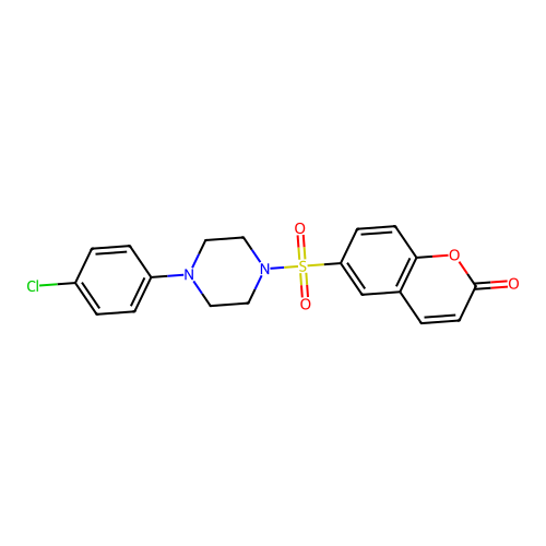 6-[4-(4-Chloro-phenyl)-piperazine-1-sulfonyl]-chromen-2-one structure