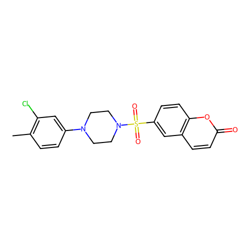 6-[4-(3-Chloro-4-methyl-phenyl)-piperazine-1-sulfonyl]-chromen-2-one structure