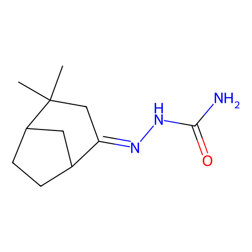 [(E)-(4,4-dimethyl-2-bicyclo[3.2.1]octanylidene)amino]urea structure