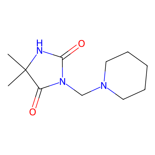 5,5-Dimethyl-3-piperidin-1-ylmethyl-imidazolidine-2,4-dione structure