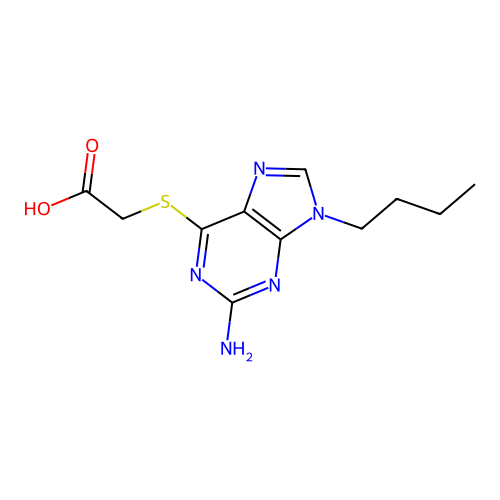 2-(2-Amino-9-butylpurin-6-yl)sulfanylacetic acid structure