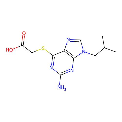 {[2-amino-9-(2-methylpropyl)-9H-purin-6-yl]sulfanyl}acetic acid structure