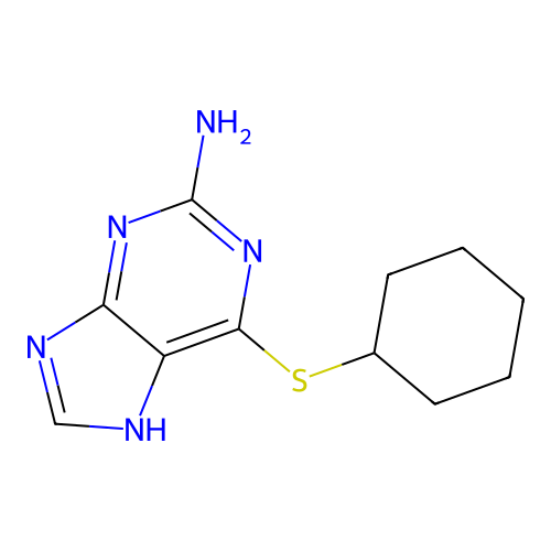 6-cyclohexylsulfanyl-7H-purin-2-amine structure
