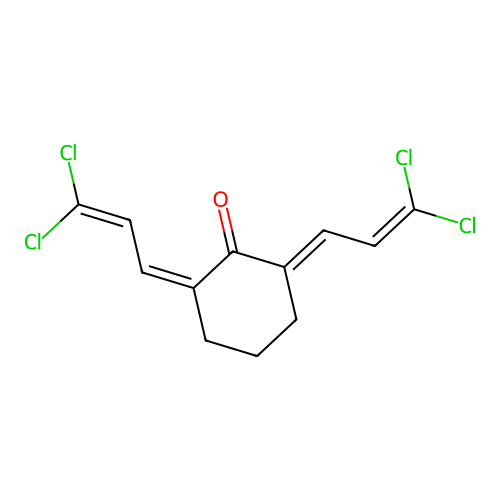 2,6-Bis(3,3-dichloroprop-2-enylidene)cyclohexan-1-one structure