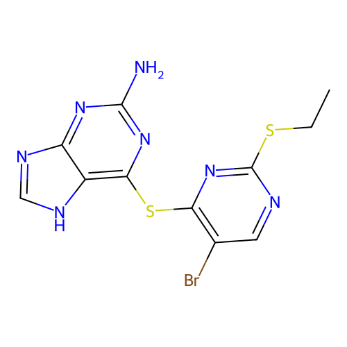 Purine, 2-amino-6-[5-bromo-2-(ethylthio)-4-pyrimidinylthio]- structure