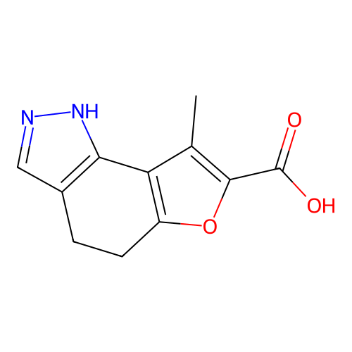 8-methyl-4,5-dihydro-2H-furo[2,3-g]indazole-7-carboxylic acid structure