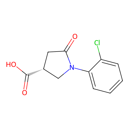 (3R)-1-(2-chlorophenyl)-5-oxopyrrolidine-3-carboxylic acid structure