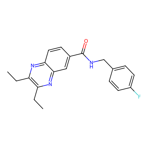 2,3-diethyl-N-(4-fluorobenzyl)quinoxaline-6-carboxamide structure