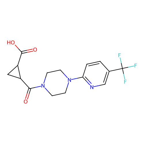 2-((4-(5-(TRIFLUOROMETHYL)-2-PYRIDYL)PIPERAZINYL)CARBONYL)CYCLOPROPANECARBOXYLIC ACID structure