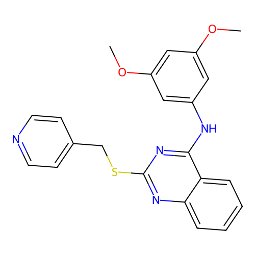 N-(3,5-dimethoxyphenyl)-2-(pyridin-4-ylmethylsulfanyl)quinazolin-4-amine structure