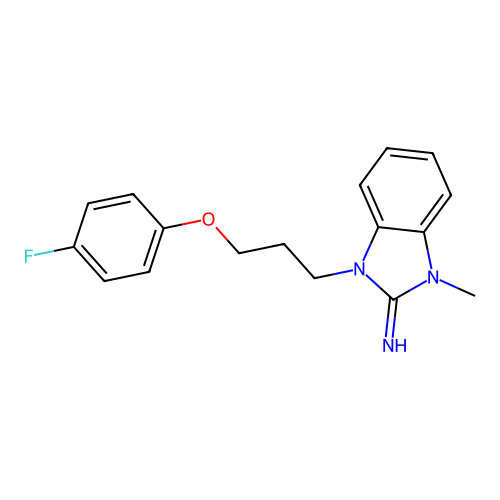 1-[3-(4-Fluorophenoxy)propyl]-3-methylbenzimidazol-2-imine structure