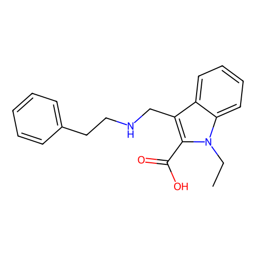1-Ethyl-3-{[(2-phenylethyl)amino]methyl}-1H-indole-2-carboxylic acid structure