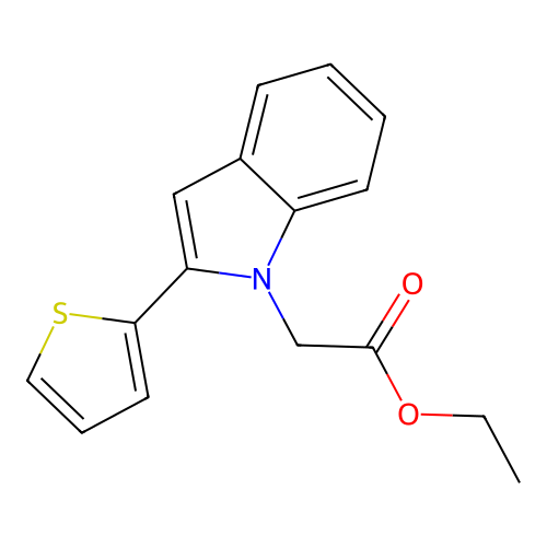 Ethyl [2-(2-thienyl)-1H-indol-1-yl]acetate structure