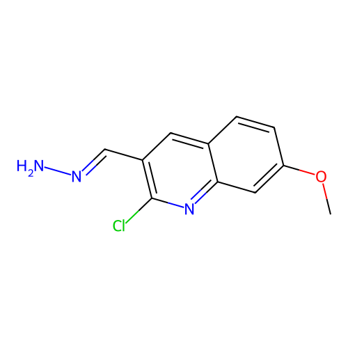 2-chloro-3-[(E)-hydrazinylidenemethyl]-7-methoxyquinoline structure