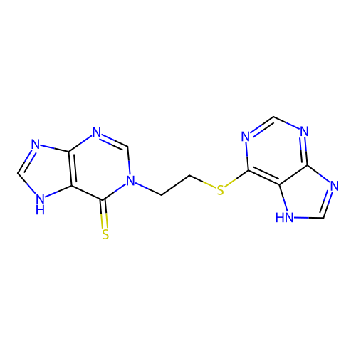 1-(2-(9H-purin-6-ylthio)ethyl)-1,9-dihydro-6H-purine-6-thione structure