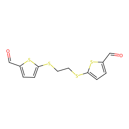 5,5'-[1,2-Ethanediylbis(thio)]di(2-thiophenecarbaldehyde) structure