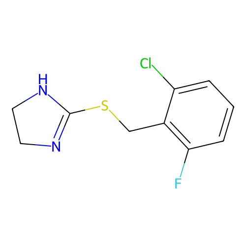 2-{[(2-chloro-6-fluorophenyl)methyl]sulfanyl}-4,5-dihydro-1H-imidazole structure