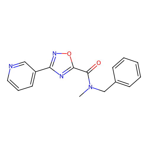 N-benzyl-N-methyl-3-(pyridin-3-yl)-1,2,4-oxadiazole-5-carboxamide structure