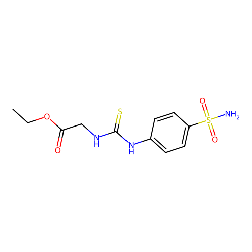 Ethyl 2-({[(4-sulfamoylphenyl)amino]thioxomethyl}amino)acetate structure