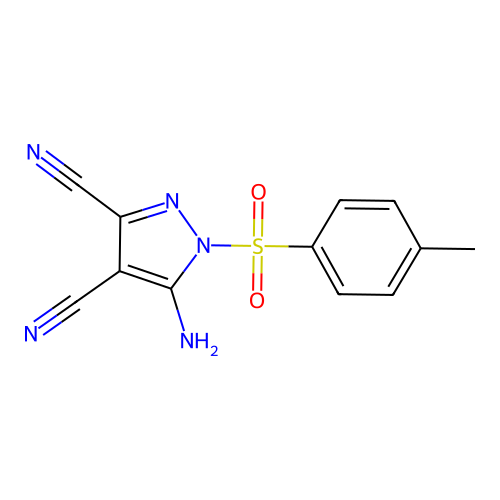 5-amino-1-[(4-methylphenyl)sulfonyl]-1H-pyrazole-3,4-dicarbonitrile structure