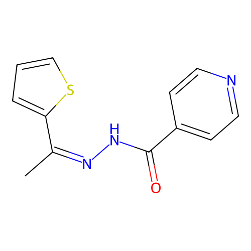 N-(1-thiophen-2-ylethylideneamino)-4-pyridinecarboxamide structure