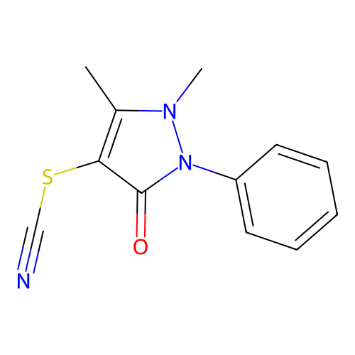 2,3-Dimethyl-5-oxo-1-phenyl-3-pyrazolin-4-yl thiocyanate structure