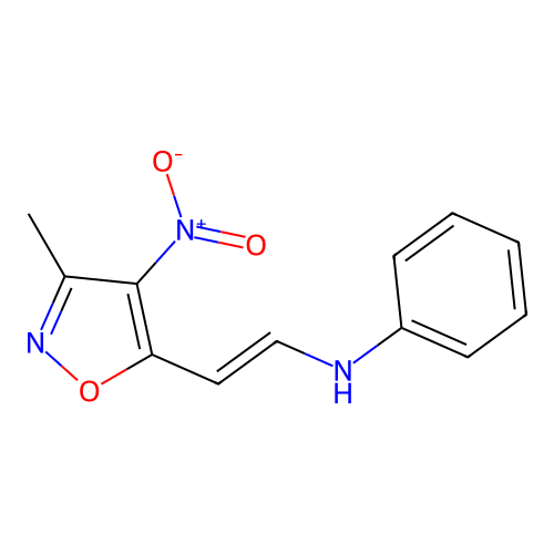 N-[2-(3-methyl-4-nitro-1,2-oxazol-5-yl)ethenyl]aniline structure