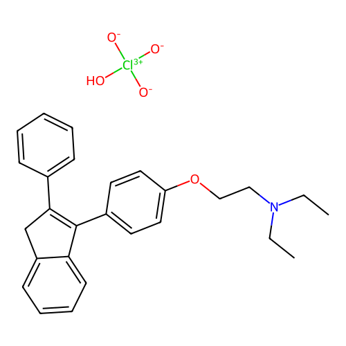 Triethylamine, 2-(p-(2-phenylinden-3-yl)phenoxy)-, chlorate structure