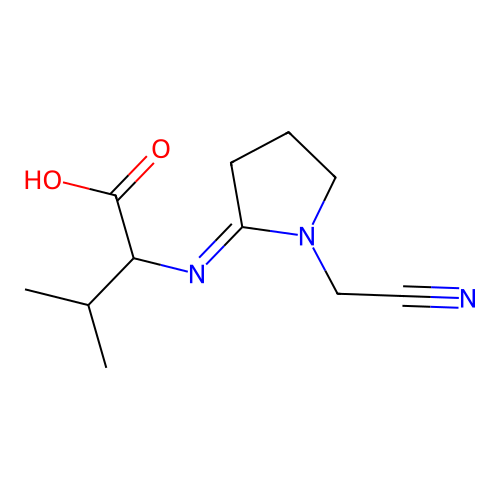 1-Cyanomethyl-2-(N-(1-carboxy-2,2-dimethylethyl))iminopyrrolidine structure
