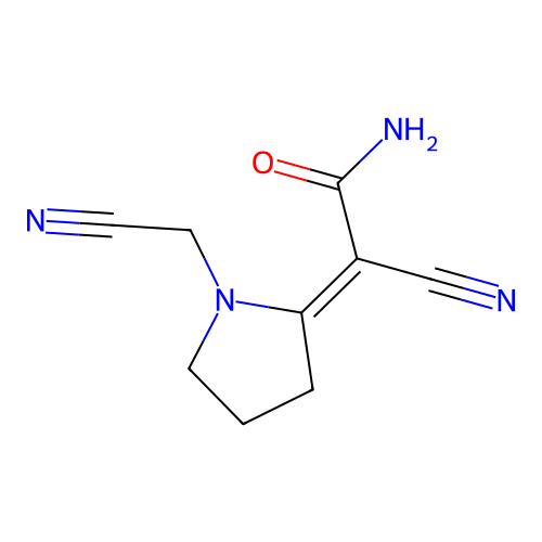2-Cyano-2-[1-(cyanomethyl)pyrrolidin-2-ylidene]acetamide structure
