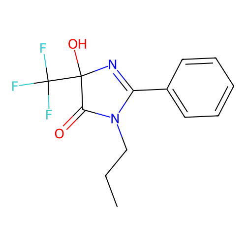 5-Hydroxy-2-phenyl-3-propyl-5-(trifluoromethyl)imidazol-4-one structure