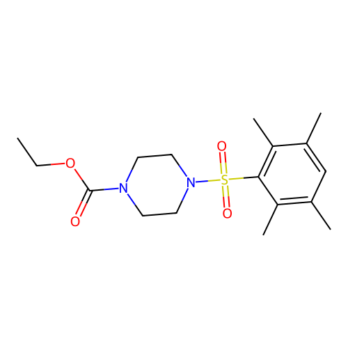 Ethyl 4-(2,3,5,6-tetramethylphenyl)sulfonylpiperazine-1-carboxylate structure