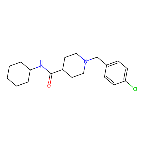 1-[(4-chlorophenyl)methyl]-N-cyclohexylpiperidine-4-carboxamide structure