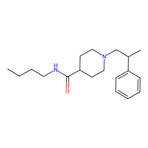 N-butyl-1-(2-phenylpropyl)piperidine-4-carboxamide structure