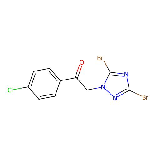 1-(4-chlorophenyl)-2-(3,5-dibromo-1H-1,2,4-triazol-1-yl)ethanone structure