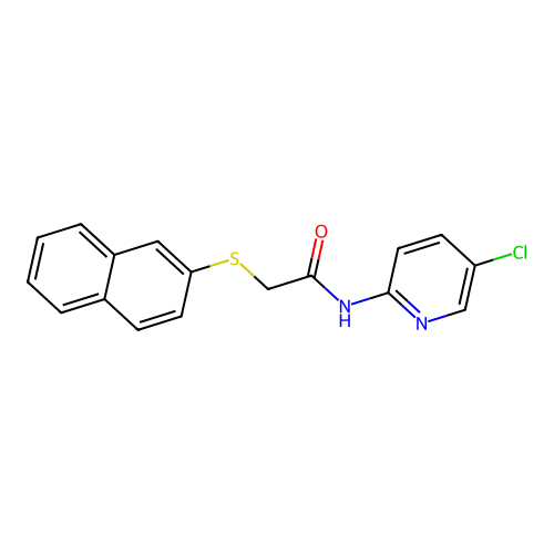 N-(5-chloro-2-pyridinyl)-2-(2-naphthylsulfanyl)acetamide structure