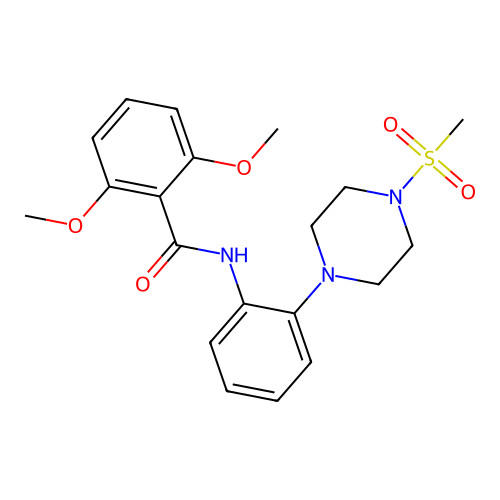 2,6-dimethoxy-N-{2-[4-(methylsulfonyl)-1-piperazinyl]phenyl}benzamide structure