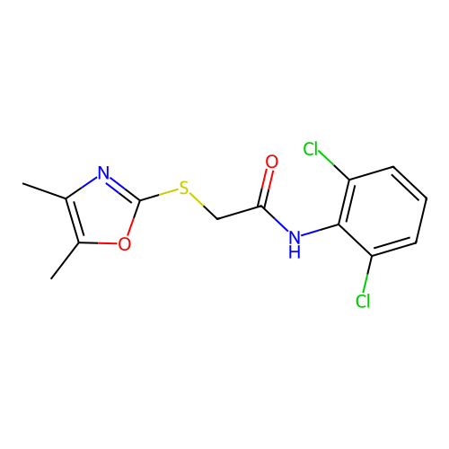N-(2,6-dichlorophenyl)-2-[(4,5-dimethyl-1,3-oxazol-2-yl)sulfanyl]acetamide structure