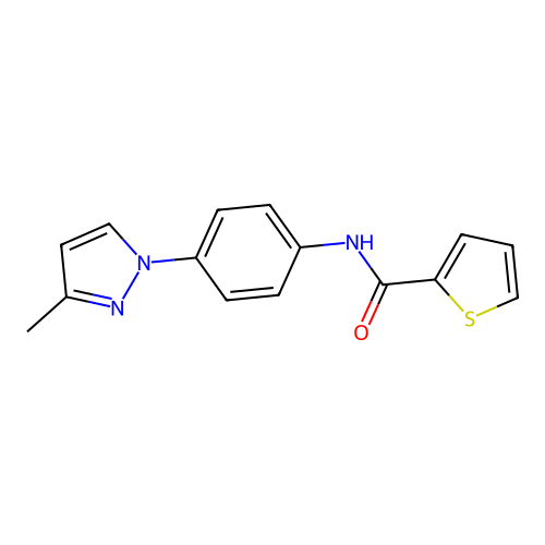 N-[4-(3-methylpyrazol-1-yl)phenyl]thiophene-2-carboxamide structure