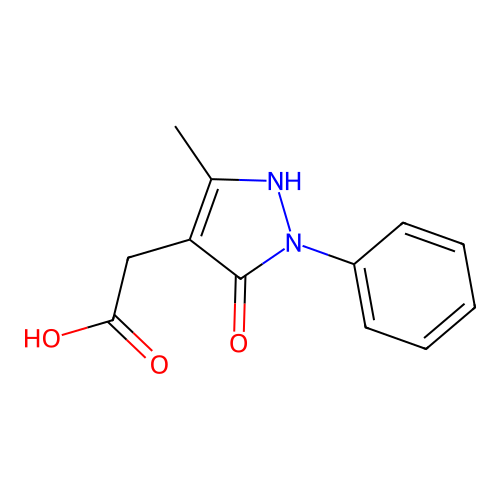 2-(5-methyl-3-oxo-2-phenyl-2,3-dihydro-1H-pyrazol-4-yl)acetic acid structure