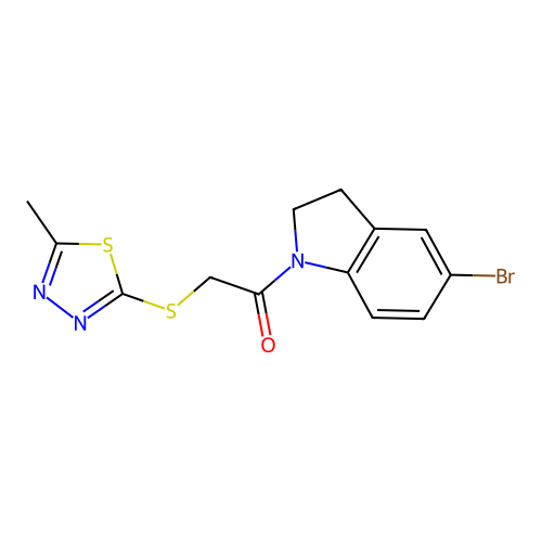 1-(5-bromo-2,3-dihydro-1H-indol-1-yl)-2-[(5-methyl-1,3,4-thiadiazol-2-yl)sulfanyl]ethanone structure