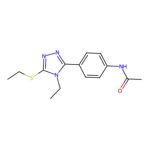 N-[4-(4-ethyl-5-ethylsulfanyl-1,2,4-triazol-3-yl)phenyl]acetamide structure